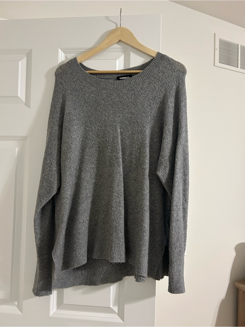 Express Gray Scoopneck Knit Sweater